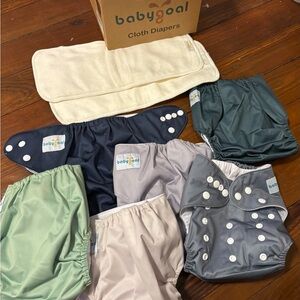Baby Goal Cloth Diapers Set - Green, Gray, Cream